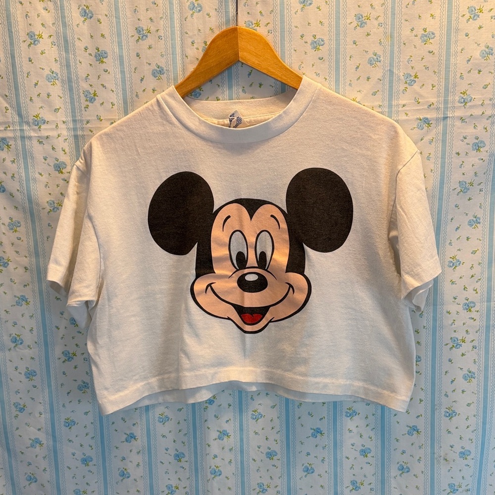 Vintage Mickey Mouse White Crop Top